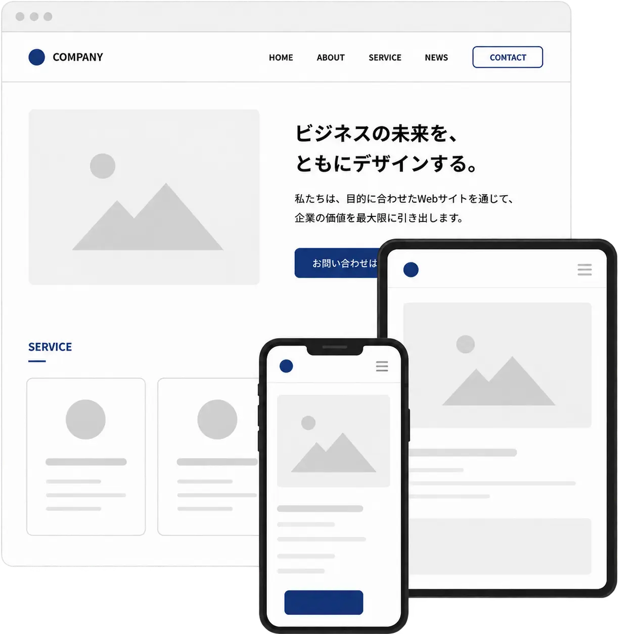Webサイトを各デバイスで表示したイメージ