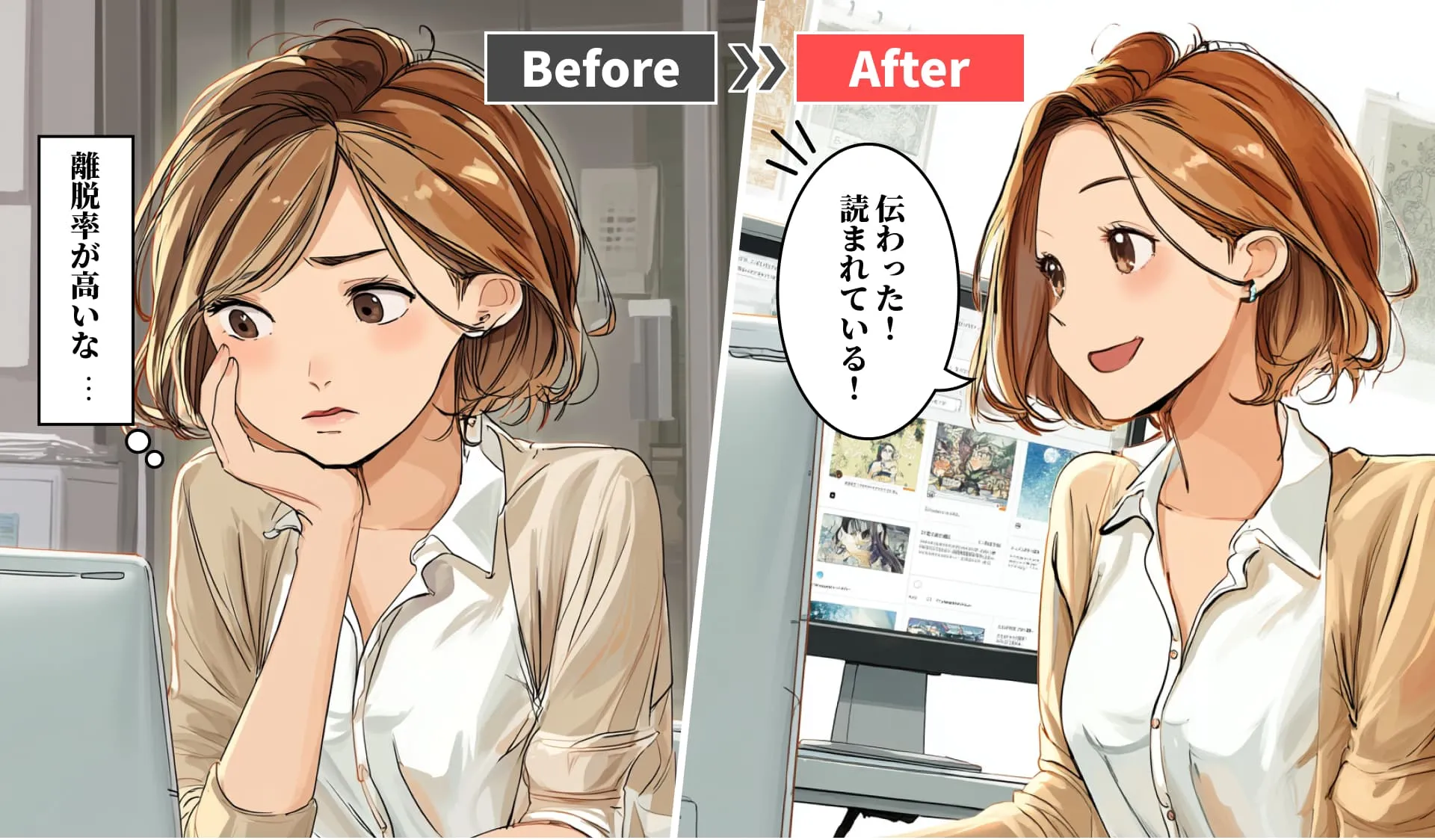 マンガLP導入前と導入後のイメージ
